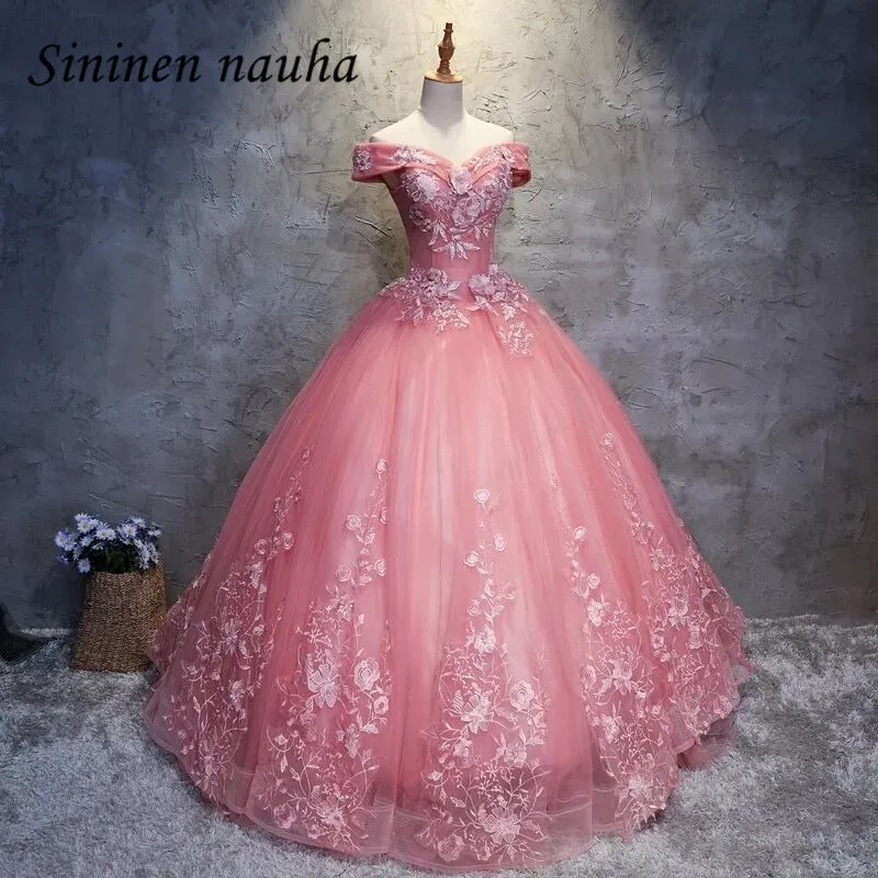 

Pink Quinceanera Dresses Prom Party Dress Long Off Shoulder Appliques Dance Ball Gown Vestidos De 15 Anos Sweet 16 Dresses 118