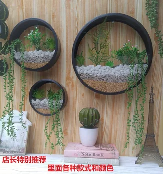 

Brief Wall Vase Iron Art Solid Color Artificial Flower Colored Stone Holder Hanging Vases Home Christmas Party Decoration
