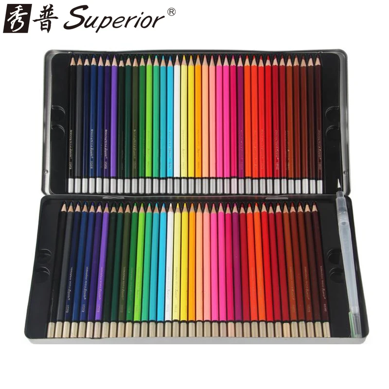 

Superior Watercolor Pencils Colored Pencils Tin Box Lapis Aquarela Fine Art Professional 72 Color Lapis de cor Painting Supplies