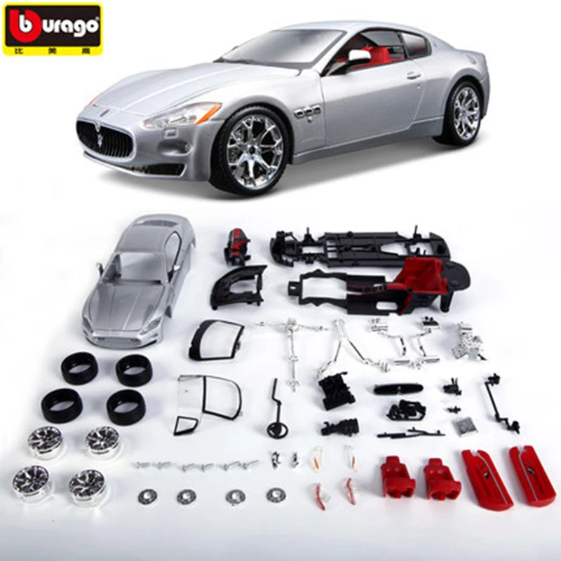 DIY сборные Автомобили Модель серебряный цвет Maserati 1:24 сплав автомобиля