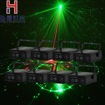 

8lot AC90 220V 2 in 1 Mini Led Stage light Red&Green snowflake laser light projector Lazer Stage party entertainment disco light