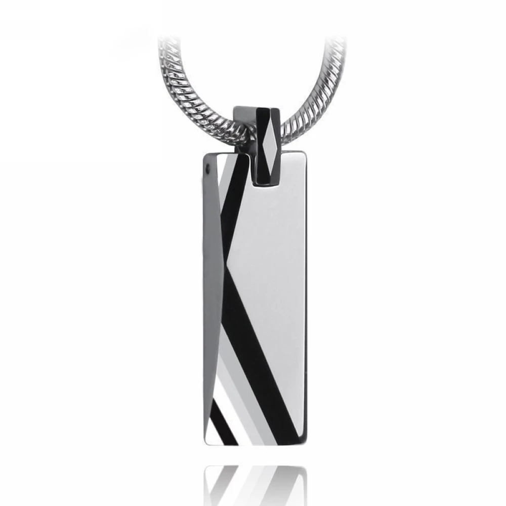 

N0032 Men jewelry unique cool asymmetric facet scratch proof tungsten pendant necklace