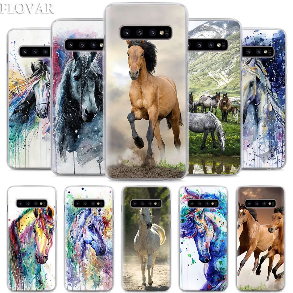 

Watercolor horse Running Horses Phone Case for Samsung Galaxy S10e S10 Plus S7 S8 S9 Plus Note 8 9 M10 M20 M30 Hard Case Coque