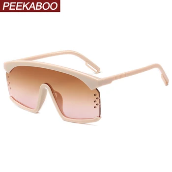 

Peekaboo pink beige oversize sunglasses one piece women half frame uv400 ladies sun glasses rhinestone windproof goggles