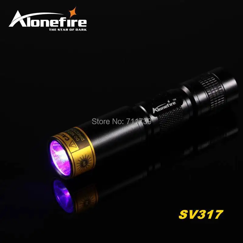 AloneFire SV317 Светодиодный УФ-светильник, светильник-вспышка, 365nm, мини-фонарь, лампа для отверждения, Безопасность путешествий, УФ-бумага, детектор денег, AA батарея