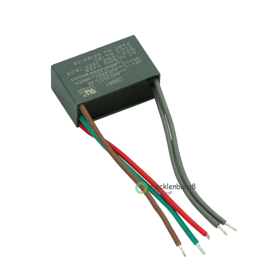 Cbb61 Start Run Ceiling Fan Capacitor 4uf 4uf 2 5uf 5 Wire 250v