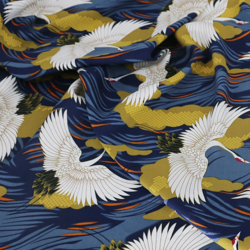 1 Meter X 1 45 Meter Crane Printed Viscose Textiles Japan Fabric Design Fabric Aliexpress