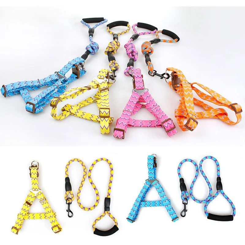 Dog Harness and Leash Set Nylon Pet Harnesses Leashes Leads For Small