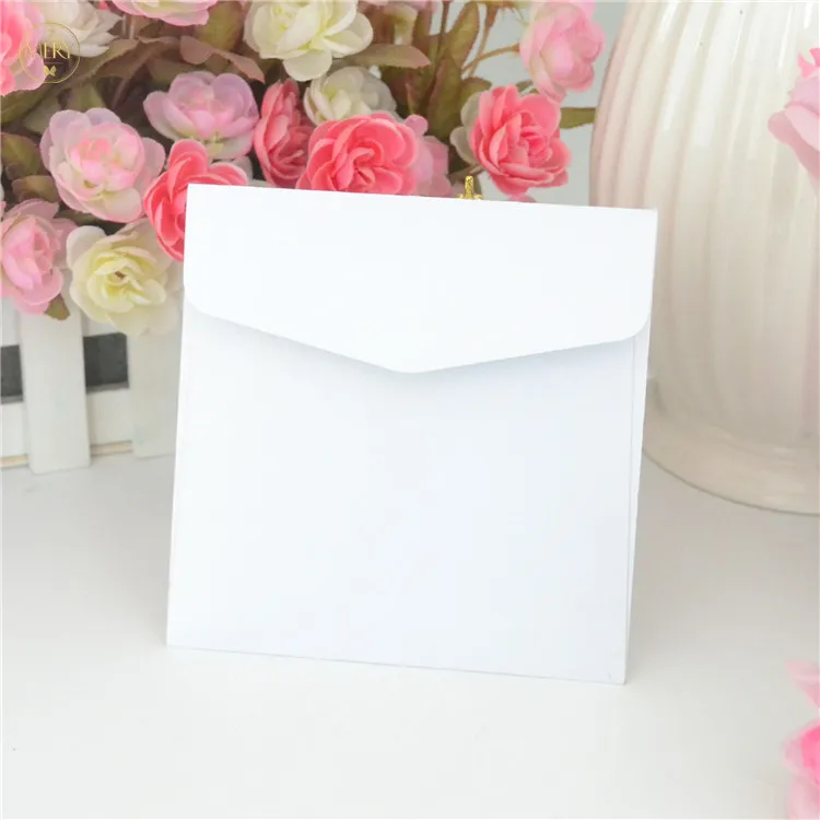 

Square shaped laser cut white pearl wedding invitations envelope