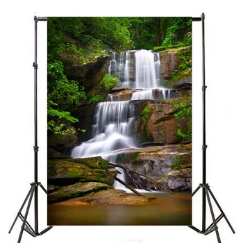 

Laeacco Spring Green Forest Waterfall Scenic Photography Backgrounds Custom Camera Photographic Backdrops For Home Photo Studio
