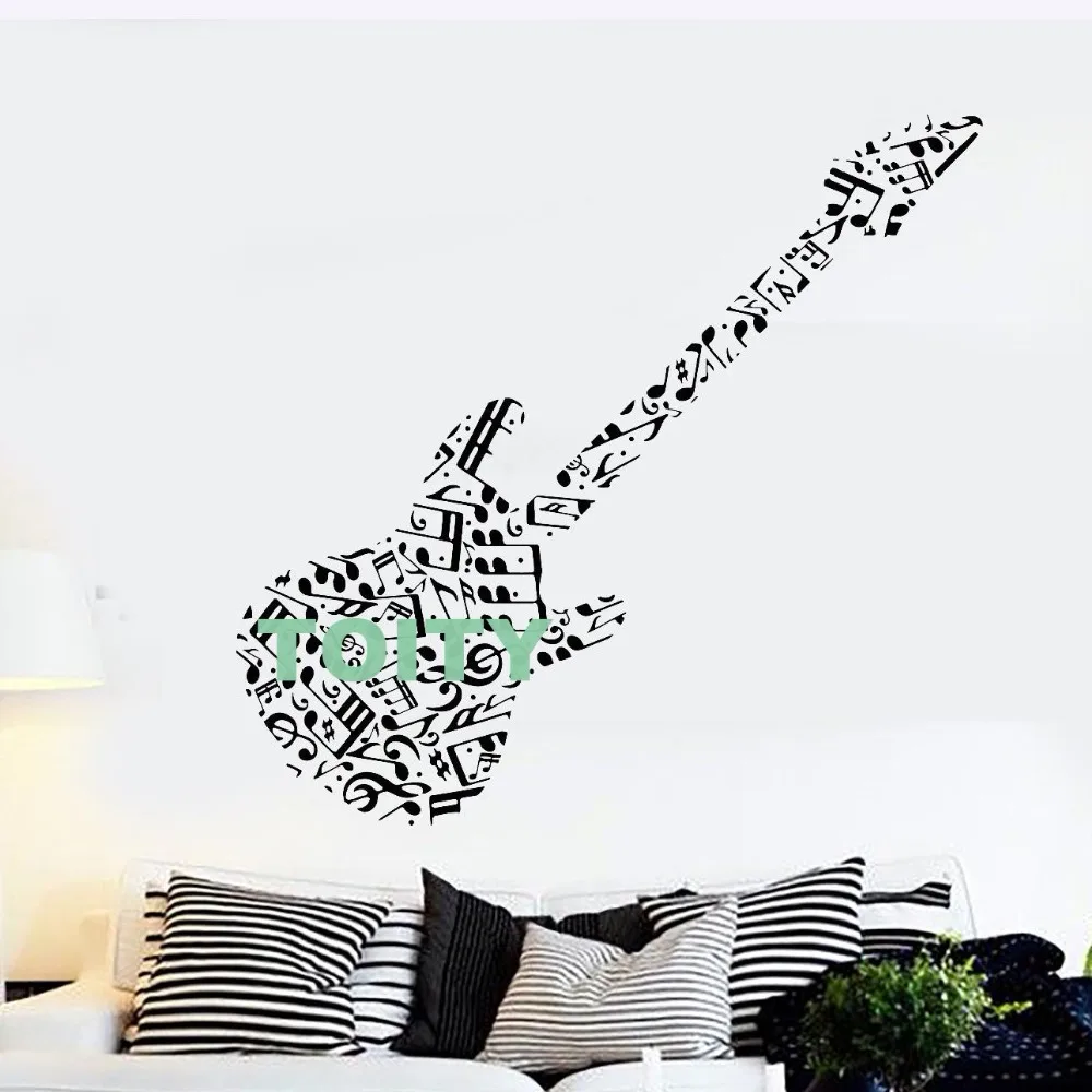 Vinyl Wall Decal Guitar Musical Instrument Notes Music Sticker Graphic