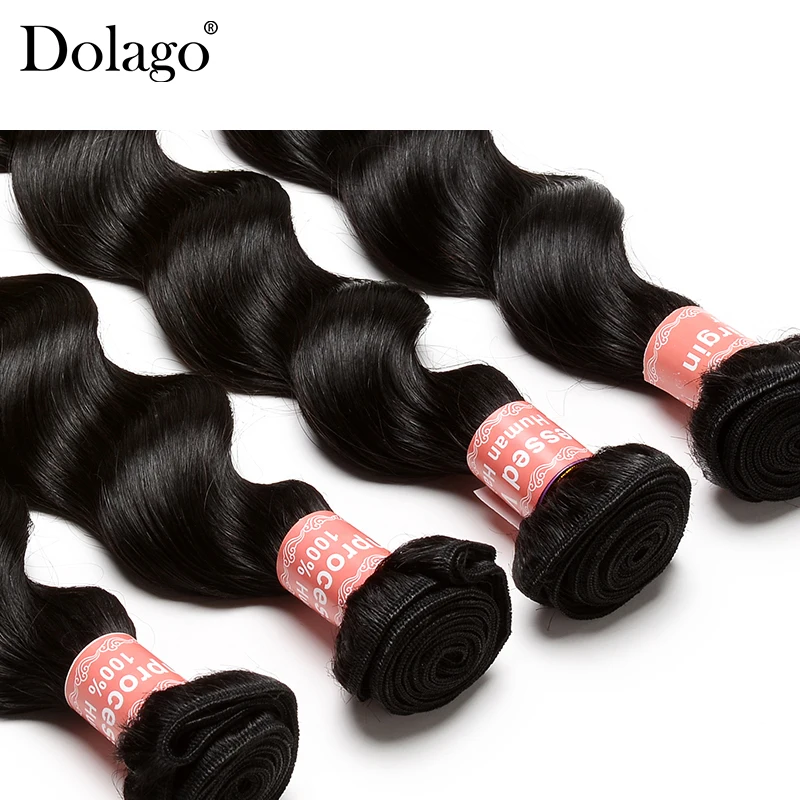 Бразильские волосы remy, свободные волны, натуральные кудрявые пучки волос, натуральный черный цвет, 1 шт., волосы для наращивания, Продукты для волос Dolago
