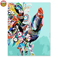 Цифровая самодельная картина маслом украшение гостиной спальни диван фоновая живопись абстрактный цветок курица