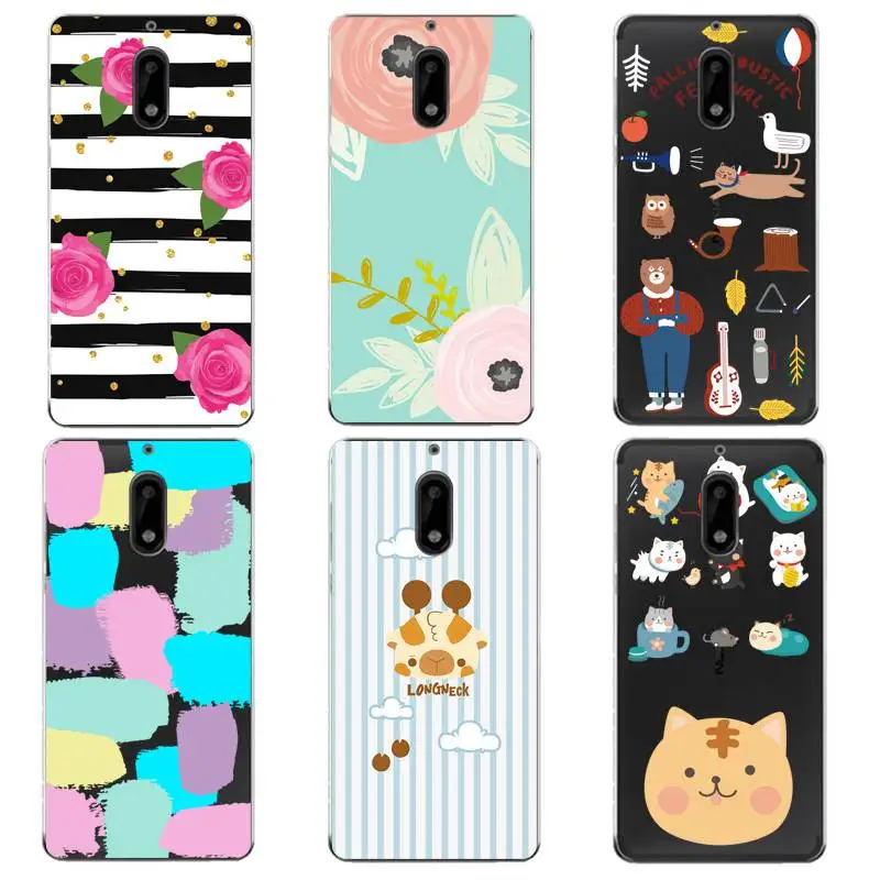 Giraffe Coque Soft Clear TPU Phone Case For Nokia3 5 6 8 N540 N640 N535 N830 Fundas Bear Flora Printed Cute Cover Free Shipping | Мобильные