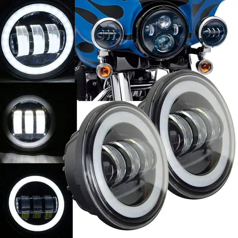 2pcs 7inch Car LED Halo Projector Daymaker Headlight DRL 4Passing Fog Light for Harley