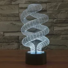 Спиральный красочный 3D свет светодиодный энергосберегающий Ночная лампа 3D визуальная Иллюзия акриловая лампа