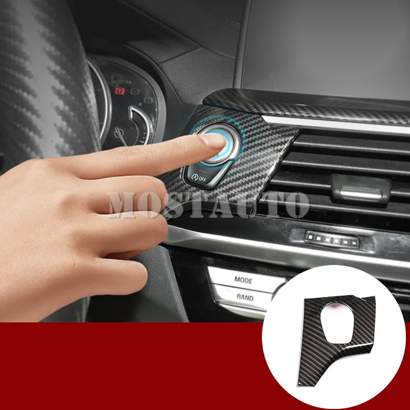 

For BMW X3 G01 X4 G02 Carbon Fiber Style Console Engine Start Stop Button Cover 2018-2019 1pcs