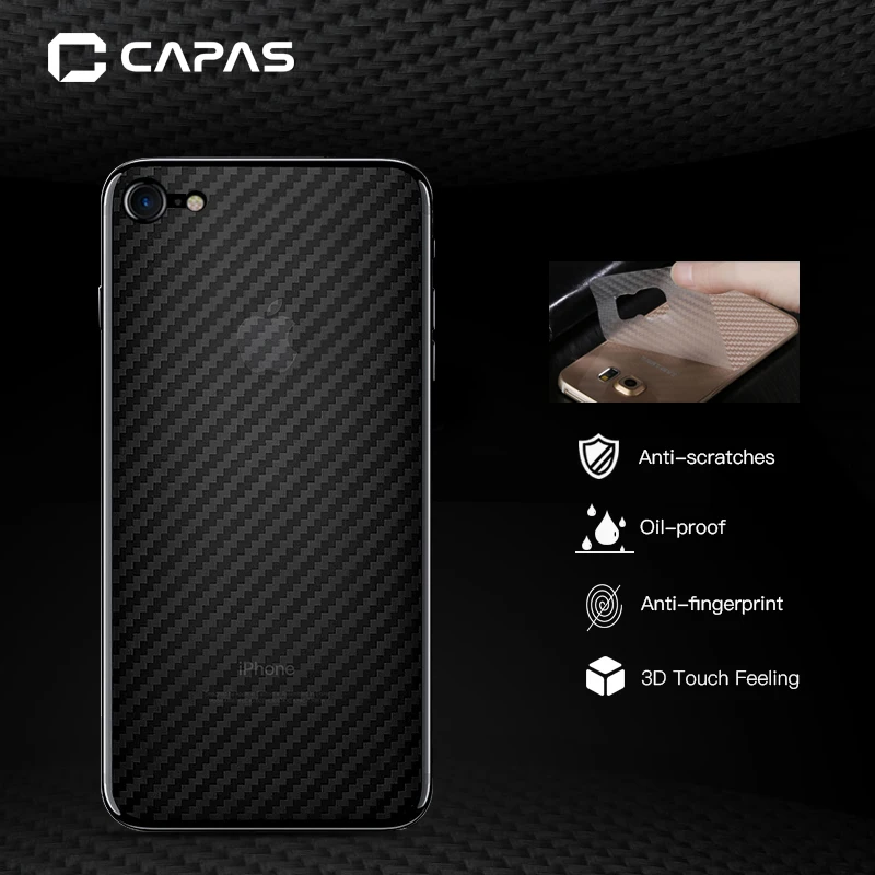 

3pcs/lot for iPhone 8/ 8 Plus Back Film Clear Screen Protector Transparent Carbon Fiber Grain Film Rear 3D Protective Guard