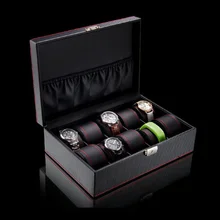 Top Leather Watch Box Case Black 10 Slots Watch Storage Boxes Luxury Watch Display Box Women Gift Jewelry Box Holder W038 wholesale cardboard material watch box new black red blue jewelry gift boxes case new men s watch storage boxes case