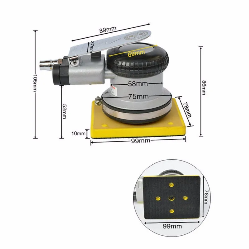Borntun прямоугольник Пневматика Шлифовальные станки 80 мм* 100 мм продолговатые Air Шлифовальные станки S полировки дерева, металла Пневматика шлифования полировка Полировальные инструменты