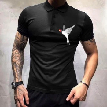 

702 Free shipping summer cotton male large Embroidery turn-down collar t shirt men plus size men's short-sleeve T-shirt