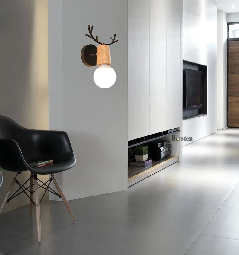 Nordic Creative Deer Antlers LED Wall Lamp Modern Wooden White Black Bedside Lights For Living Room Bedroom Corridor Wall Lights (6)