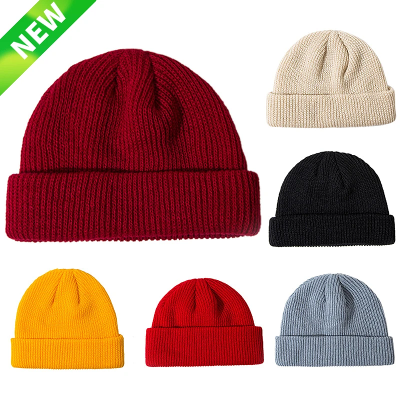 Winter Unisex Black Grey Red Solid Color Rib Knitted Beanies Hats For Woman Mens Ladies Casual Cap Kids Girls Boys timberland skully