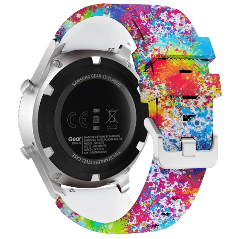 Gear S3 ремешок 22 мм силиконовый с цветочным принтом Спортивные мужские и женские часы сменный Браслет ремешок для samsung gear S3 Galaxy часы 46 мм