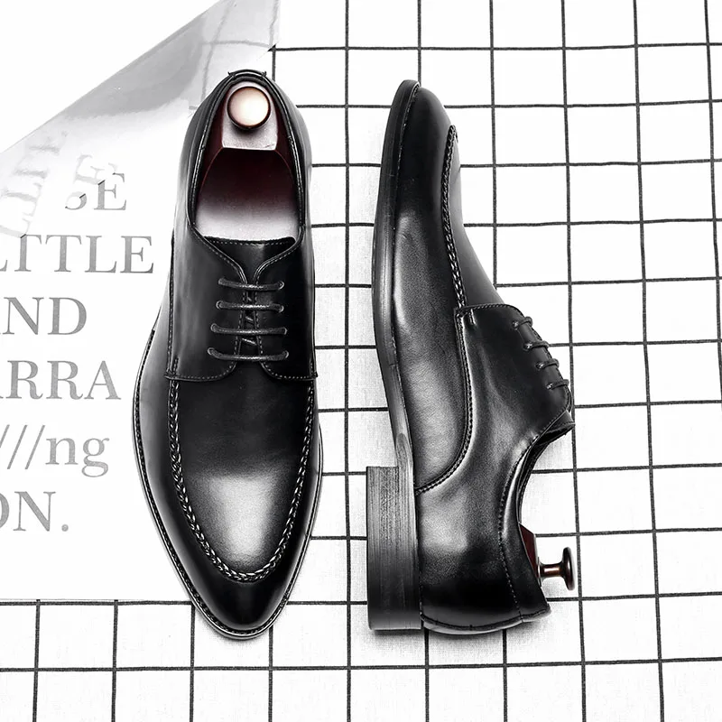 Классические Мужские модельные туфли в деловом стиле; модные официальные свадебные туфли; мужские офисные туфли-оксфорды без шнуровки; Цвет Черный