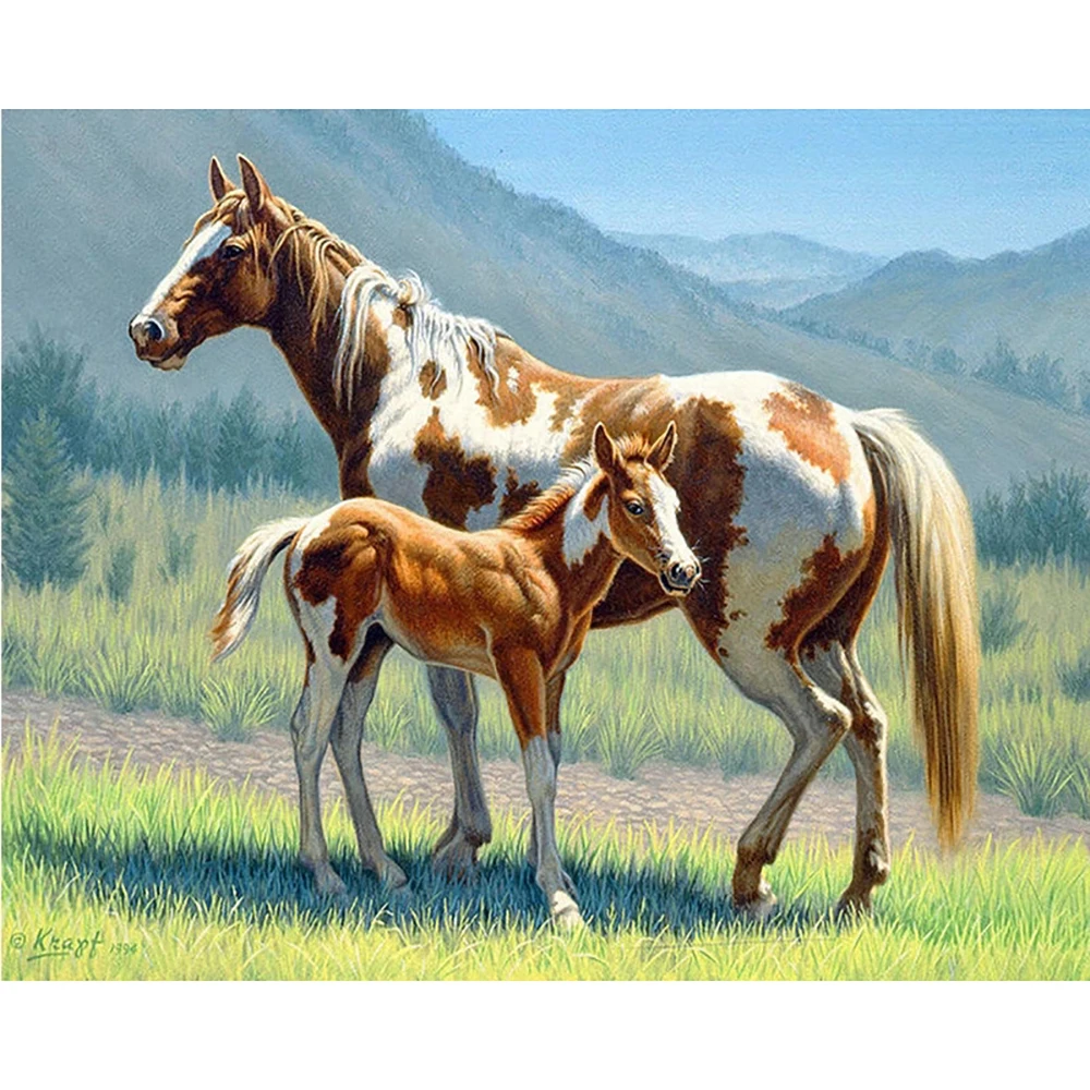 

DIY Diamond Embroidery Two Horses Full Square/round Diamond Painting Cross Stitch Kit Mosaic Home Decor
