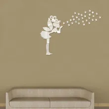 Angel Magic Fairy & Stars 3D Mirror Wall Sticker Kids Bedroom Decoration Gift Creative Little Girl Wall Sticker for Home House creative floral girl pattern wall sticker for bedroom livingroom decoration