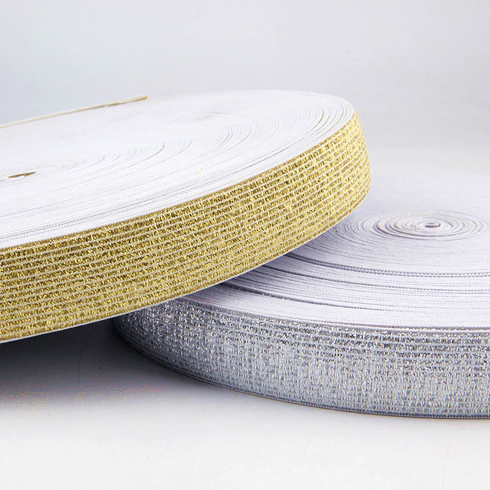 

Elastic Bands 25MM Width Gold Silver 5 Meters Elastic Band Clothing Bags Trousers Elastic Webbing Straps DIY Sewing Accessories