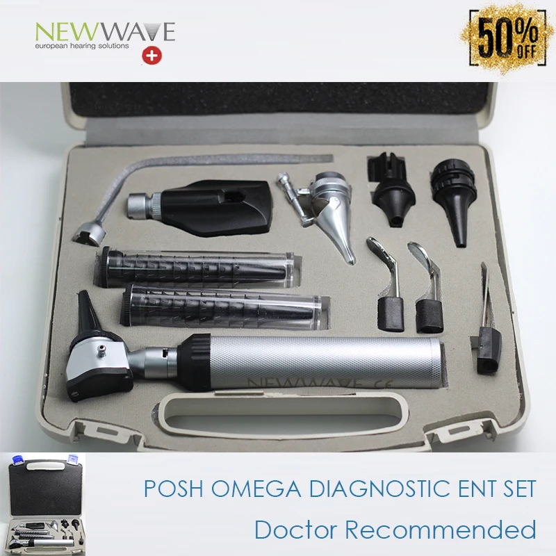 

Free Shipping Professional NEWWAVE High Quality Ear Care Med Otoscope Diagnositc ENT Kit Set Hardcase red inlay