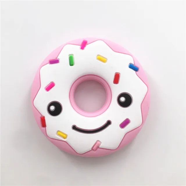 Chenkai 10PCS BPA Free Silicone Donut Teether DIY Baby Shower Pacifier Dummy Pendant Nursing