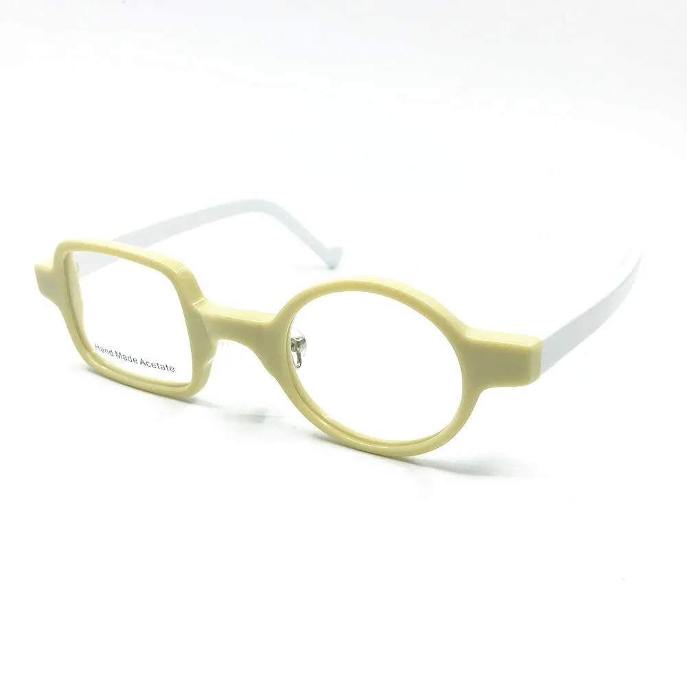 Ретро круглая и квадратная рамка для очков, мужские очки, женские очки, очки для близорукости, оптические очки по рецепту, Oculos De Grau - Цвет оправы: Beige and white leg