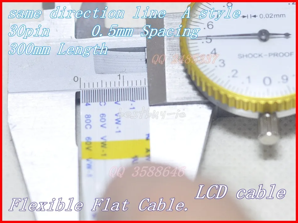 

0.5mm Spacing + 300mm Length + 30Pin A / same direction line Soft wire FFC Flexible Flat Cable 30P*0.5A*300MM