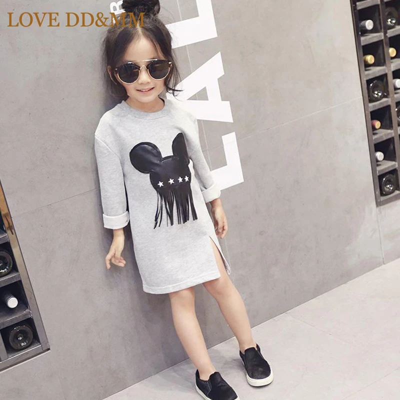 

LOVE DD&MM Girls Dress 2019 Children's Clothing Design Long Cartoon Tassel Long T-shirts Girls Casual Pullover Clothes