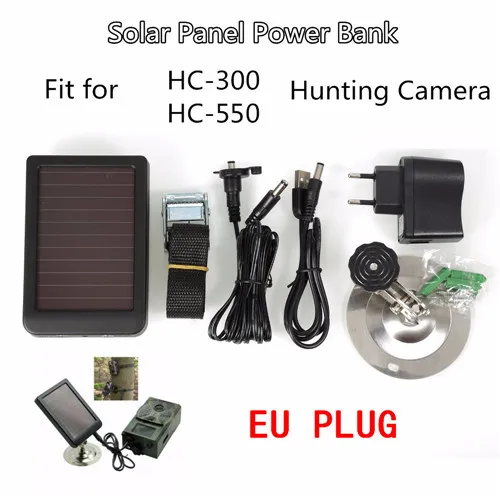 Наружная солнечная панель зарядное устройство США/ЕС вилка power bank охотничья камера зарядное устройство для Suntek HC-300M HC800 HC-801m охотничья камера
