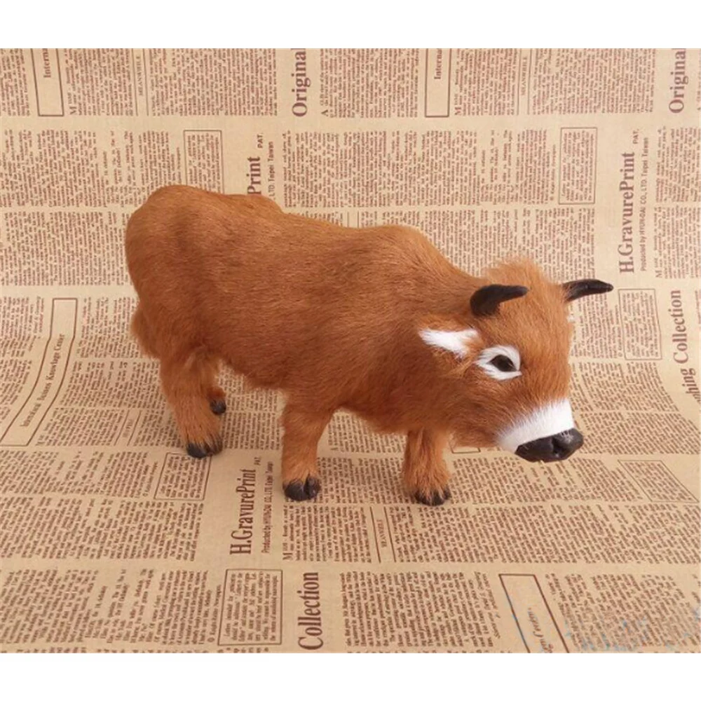 

Fancytrader Pop Simulation Cow Model Toys Plastic&Fur Mini Yellow Cattle Doll Gift Props