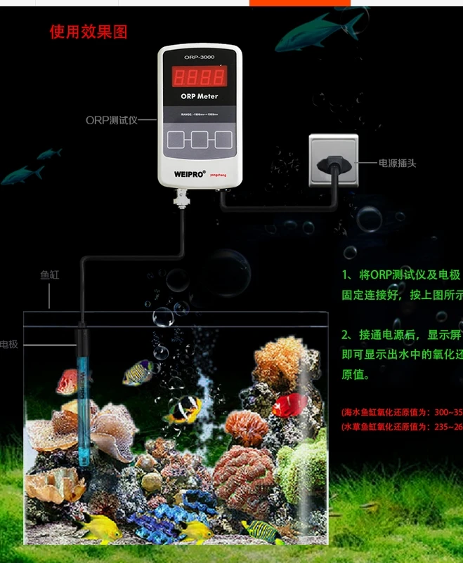 Аквариумный ОРП метр WEIPRO ORP 3000 110 В и 220 версии продолжим мониторинг значения