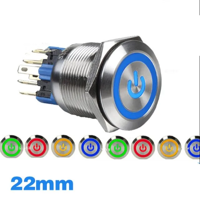 

22mm self-locking metal button switch power source 5A current copper plated nickel waterproof can be customized