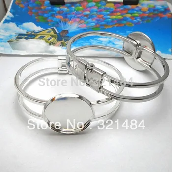 

Silver plated 100piece/Lot Bangle Bracelet Blank, Bracelet Base 25mm round cap Setting Wholesale