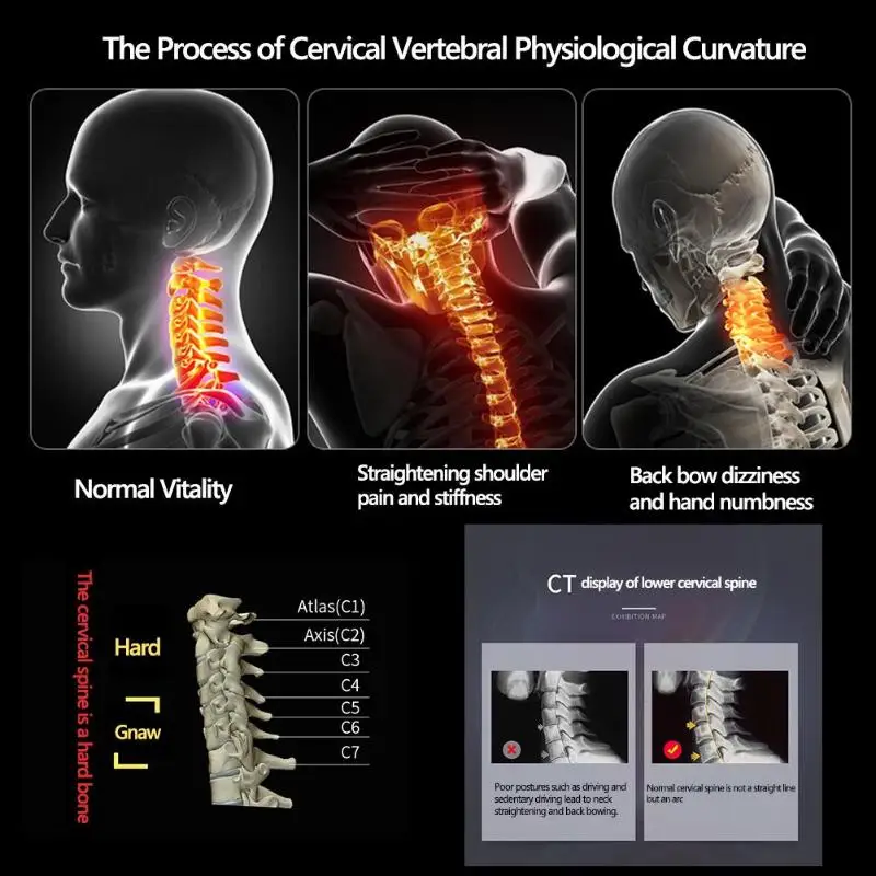 Шейный массажер тяги заполненный воздушный затылочный трактор осанки насос расслабляющий массажер для позвоночника рельеф мышц инструменты для боли