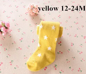 Колготки для маленьких девочек; колготки для новорожденных; мягкие детские колготки из хлопка; Одежда для маленьких девочек со звездами; - Цвет: yellow 12 to 24M