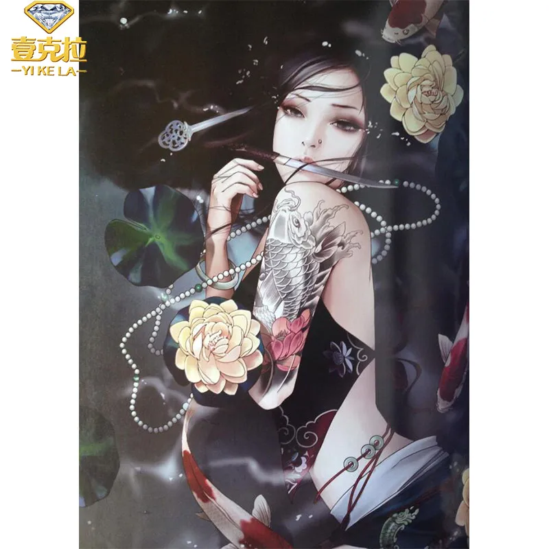 

YIKELA 5D Cartoon Tattoo Diamond Painting Full Drill Square Diy Accessories Cross Stitch Embroidery Handmade Home Wall Decor Art