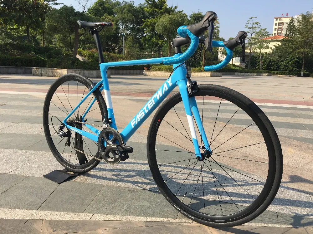 Top 700C carbon Road Complete Bike 22 Speed 105 5800 Groupset TAIWAN brand light blue sky FASTERWAY CLASSIC D brake 49/52/54/56/58 14 Top 700C carbon Road Complete Bike 22 Speed 105 5800 Groupset TAIWAN brand light blue sky FASTERWAY CLASSIC D brake 49/52/54/56/58 14