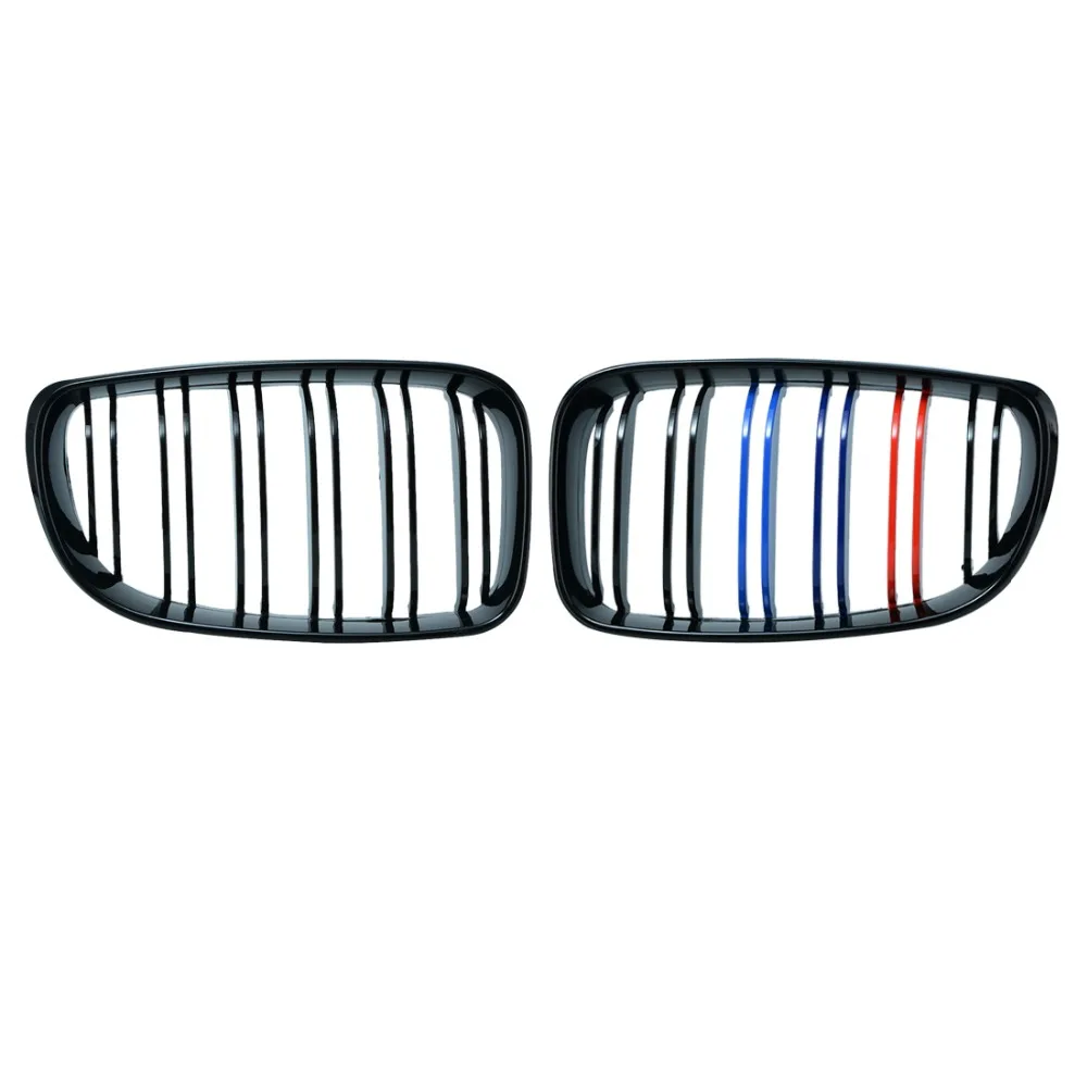 

1 Pair For BMW 1 Series E81 E87 116i 118i 120i 130i 2008-2011 Gloss Black M Color Kidney Double Slat Line Grill Grille LK LSM