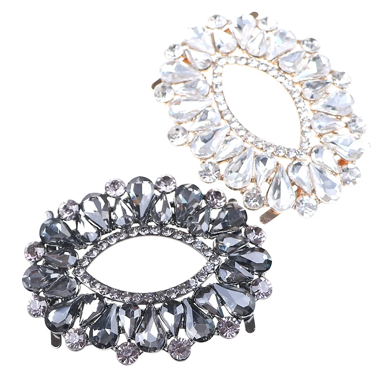 1Pc Rhinestone Metal Shoes Buckle Women Elegant Gray/White Color Bridal