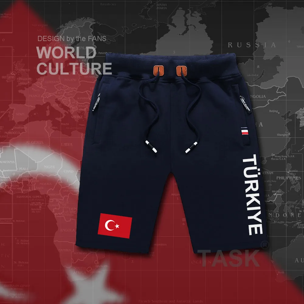 Турции мужские Шорты пляжные новые мужские Пляжные шорты флаг тренировки карман на молнии пот повседневная одежда 2017 турецкий турка