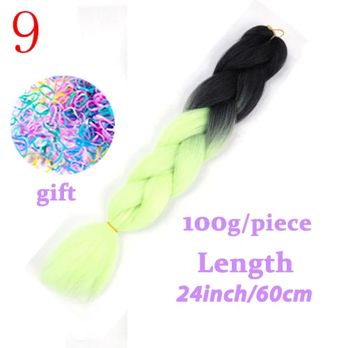 LISI волосы 24 дюйм плетение волос для наращивания Jumbo вязание крючком косы синтетические волосы стиль 100 г/шт. чистый блонд розовый зеленый - Цвет: NC/4HL